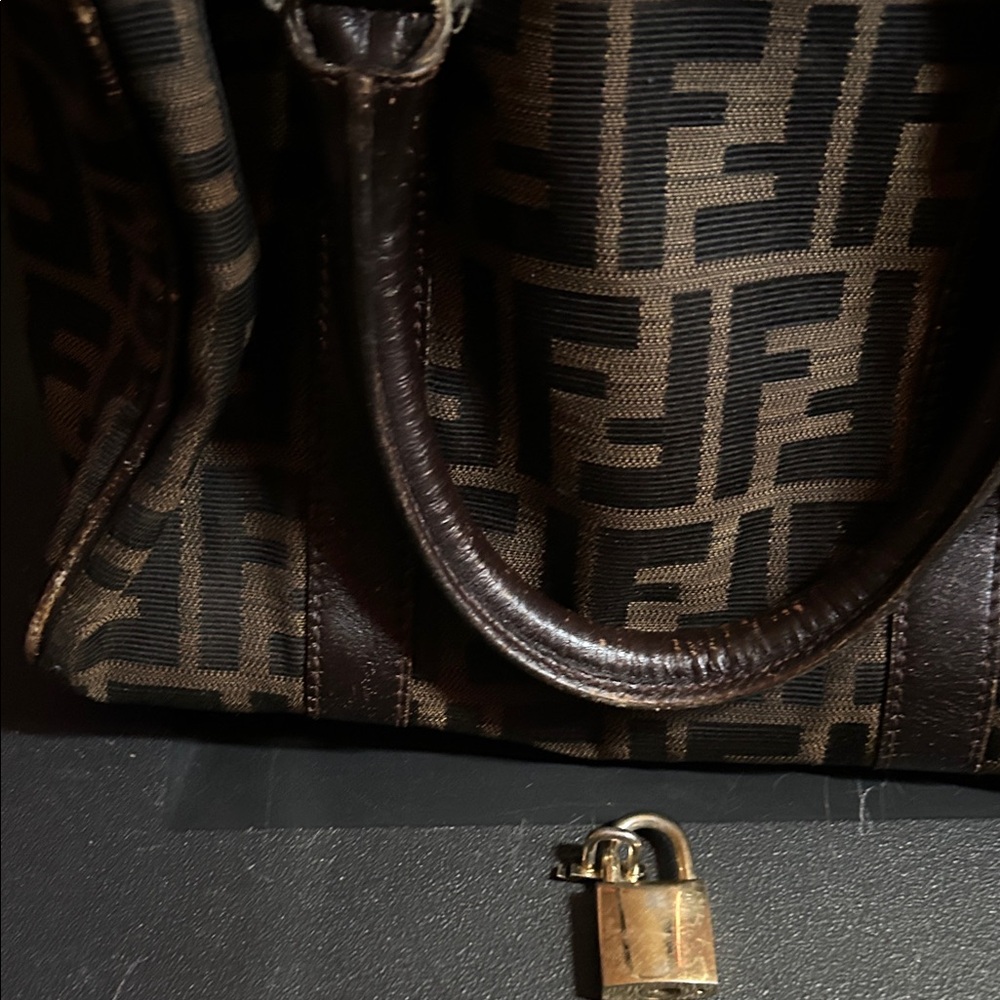 Fendi Zucca Monogram Canvas Handbag in Dark Brown and Black - Picture 2 of 9